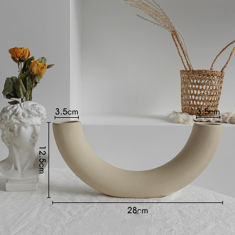 Simplicity Ceramic Vase Dry Flower Arrangement Home Decoration Ornament Living Room Display Art Vases