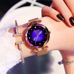 Load image into Gallery viewer, Rose Gold Women Watches Fashion Diamond Ladies Starry Sky Magnet Watch Waterproof Female Wristwatch
