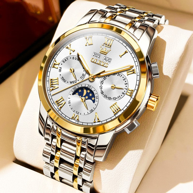 Multifunctional Moon Phase Automatic Mechanical Watch Waterproof Watch