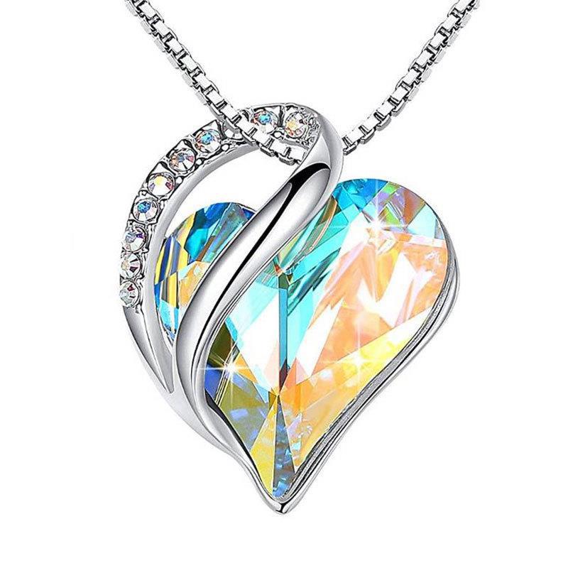 925 Sliver Heart Shaped Geometric Necklace Jewelry Women's Clavicle Chain Valentine's Mothers Day Gift