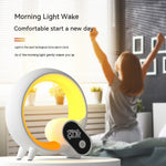 Load image into Gallery viewer, Creative Q Light Analog Sunrise Digital Display Alarm Clock Bluetooth Audio Intelligent Wake-up Q Colorful Atmosphere Light
