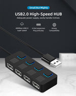 Load image into Gallery viewer, USB 2.0 HUB Multi USB Splitter 4 Expander USB Power Adapter Indicator Power USB Drives For Laptop PC
