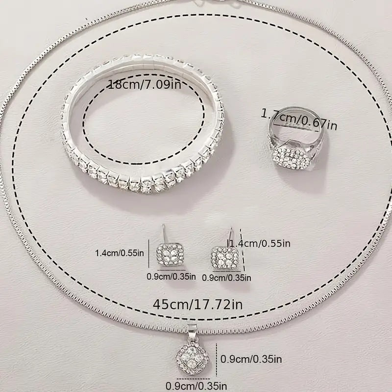 Women's Diamond Fashion Roman Quartz Watch Five-piece Set