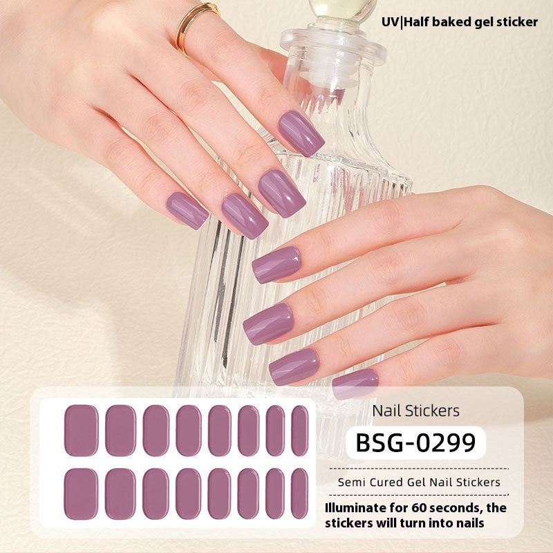 Pure Color UV Gel Nail Sticker Semi-curing Gel Nail Stickers Heating Lamp