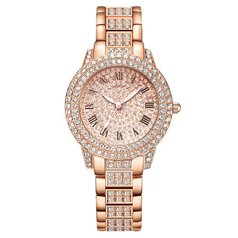 Women's Diamond Fashion Roman Quartz Watch Five-piece Set