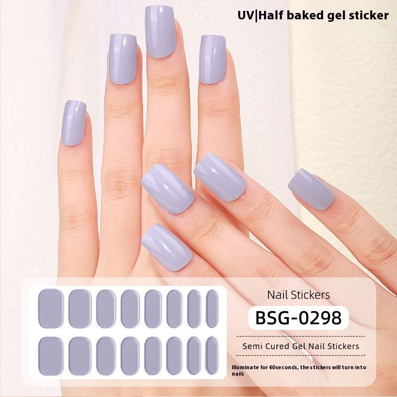 Pure Color UV Gel Nail Sticker Semi-curing Gel Nail Stickers Heating Lamp