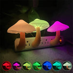 Load image into Gallery viewer, LED Night Light Mushroom Wall Socket Lamp EU US Plug Warm White Light-control Sensor Bedroom Light Home Decoration
