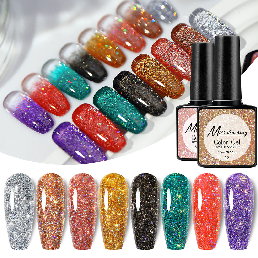 Popular Diamond In The Debris Glue Sequins Laser UV Polish Nail Art