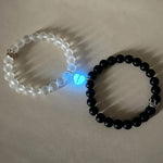 Load image into Gallery viewer, Fashion Jewelry 2pcs Handmade Crown Beaded Charms Bracelet Luminou Heart Glow In The Dark Couple Bracelet For Lovers.
