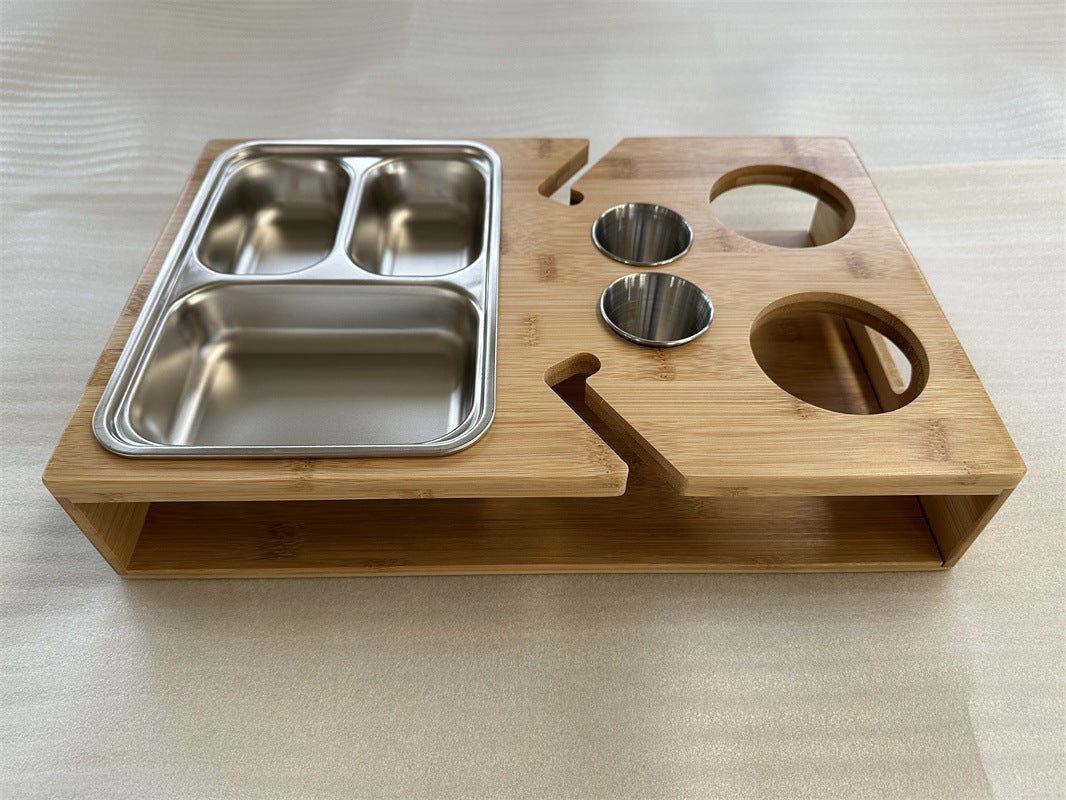 Wooden Snack Tray Table Stand Storage Box