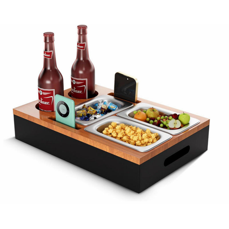 Wooden Snack Tray Table Stand Storage Box