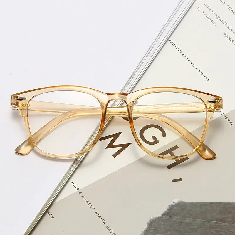 Men Women Finished Myopia Glasses Vintage Oval Frame Blue Light Blocking Eyeglasses Nearsighted Glasses Minus 0 To -6.0