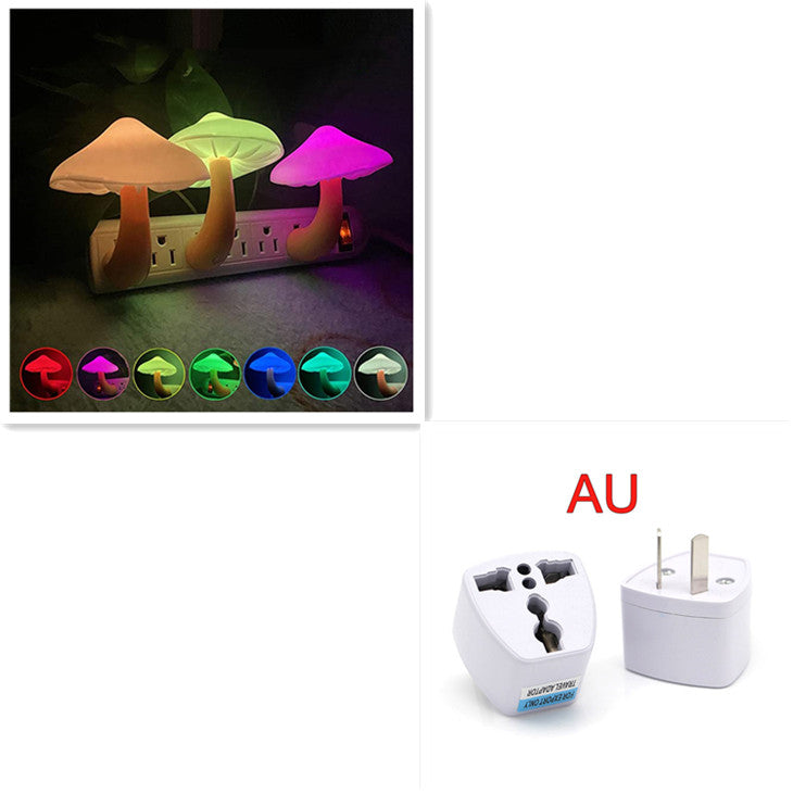 LED Night Light Mushroom Wall Socket Lamp EU US Plug Warm White Light-control Sensor Bedroom Light Home Decoration