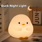 Load image into Gallery viewer, Cute Duck LED Night Lamp Cartoon Silicone USB Rechargeable Sleeping Light Touch Sensor Timing Bedroom Bedside Lamp For Kid Gift Home Decor
