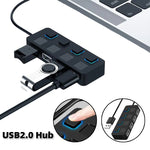 Load image into Gallery viewer, USB 2.0 HUB Multi USB Splitter 4 Expander USB Power Adapter Indicator Power USB Drives For Laptop PC
