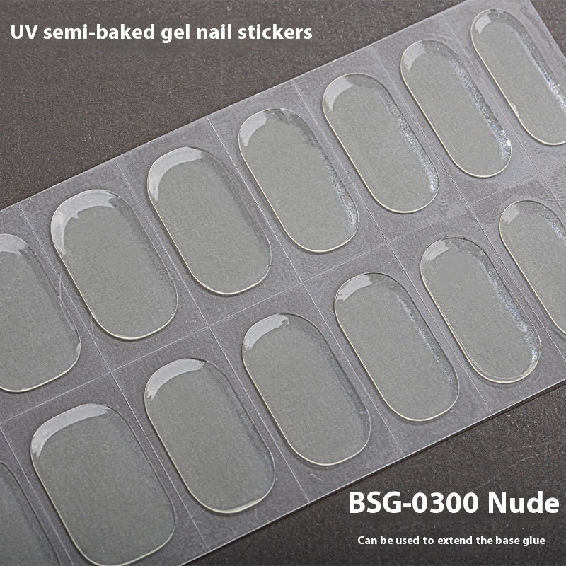 Pure Color UV Gel Nail Sticker Semi-curing Gel Nail Stickers Heating Lamp